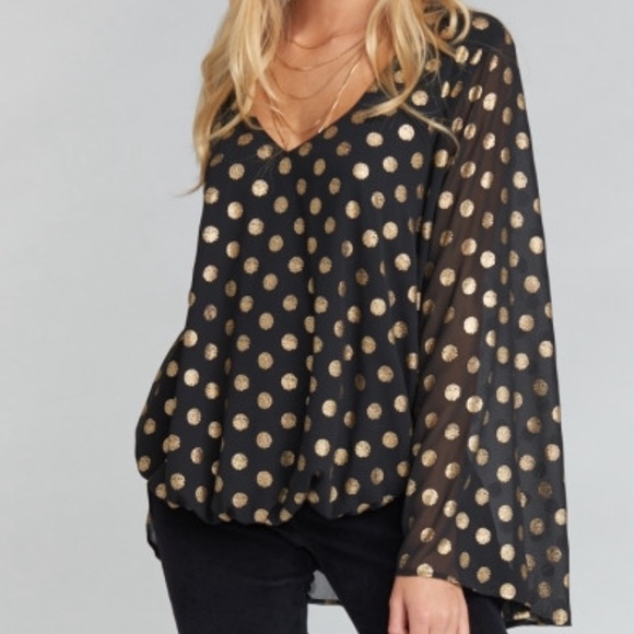 show me your mumu // metallic polka dot flowy top - Picture 4 of 7